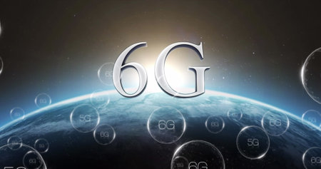 Image of network of connections with 6g text over globe. global social media, connections and...