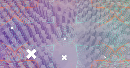 Image of data processing over moving columns. global business, connections, data processing and...