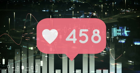 Image of icons over statistics. global social media, connections, digital interface, technology and networking concept digitally generated image.の写真素材