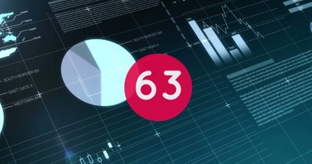 Image of numbers changing over statistics and data processing. global social media, connections,...