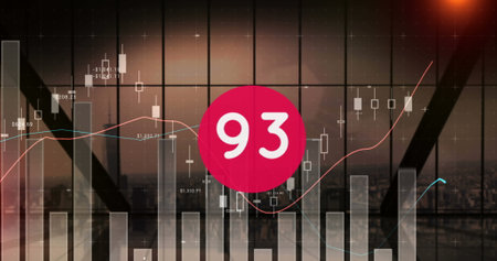 Image of numbers changing over statistics and data processing. global social media, connections, digital interface, technology and networking concept digitally generated image.の写真素材