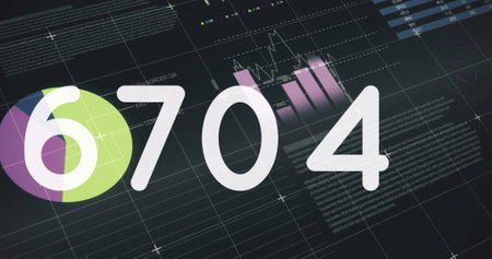 Image of numbers changing over statistics. global social media, connections, digital interface,...