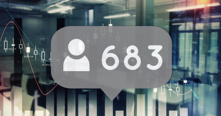 Image of numbers changing over statistics and data processing. global social media, connections, digital interface, technology and networking concept digitally generated image.の写真素材