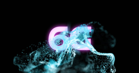 Image of 6g text over glowing moving wave. image game, entertainment and digital interface concept digitally generated image.の写真素材