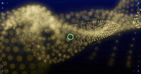 Image of moving glowing lights and waves over black background. color, movement and energy...