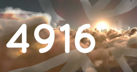 Image of counter over flag. global social media and communication concept digitally generated image.
