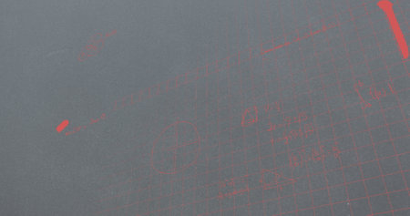 Image of mathematical equations over grey background. global education, connections, data processing and technology concept digitally generated image.の写真素材