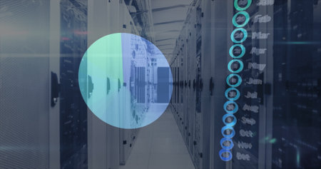 Statistical data processing against computer server room. computer interface and business data storage technology conceptの写真素材