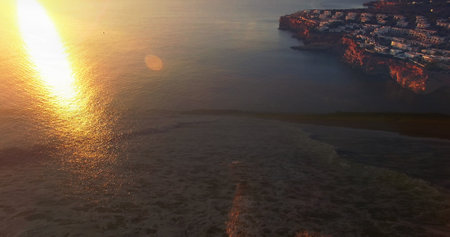 Image of landscape with ocean over landscape. Ocean day concept digitally generated image.の写真素材