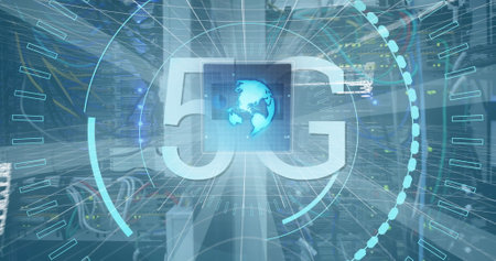 Image of text with globe and network of connections. Global digital interface technology and networking concept digitally generated image.の写真素材