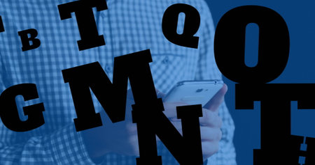 Image of text with globe and network of connections. Global digital interface technology and...