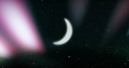 Image of moon over light trails. Abstract background and digital interface concept digitally generated image.の写真素材