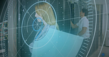 Image of text with globe and network of connections. Global digital interface technology and networking concept digitally generated image.の写真素材