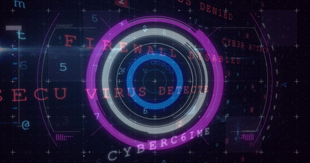 Image of waning text over scan scoping on dark background. global internet security, data...