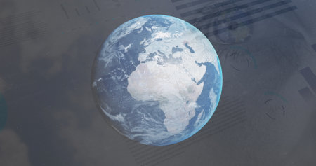 Image of data processing over globe. Global business and digital interface concept digitally...