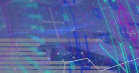 Image of data processing and globe over office. Global business and digital interface concept digitally generated image.の写真素材