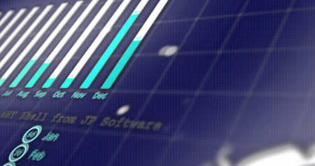Image of data processing on blue background. Global business and digital interface concept digitally...
