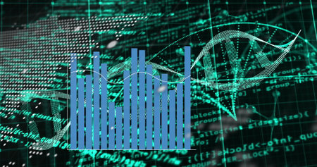 Image of data processing over black background. Global business and digital interface concept...