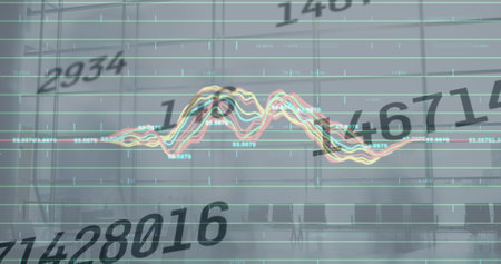 Image of financial connections over grey background. Global connections, data processing and digital interface concept digitally generated image.の写真素材