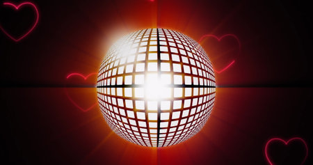 Image of glowing heart shapes on black background. Valentine's day celebration, romance concept digitally generated image.の写真素材