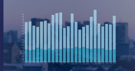 Image of moving columns over data processing on black background. Global connections and data processing concept digitally generated image.の写真素材