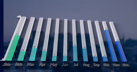 Image of graph over cityscape. Global business, computing and digital interface concept digitally...