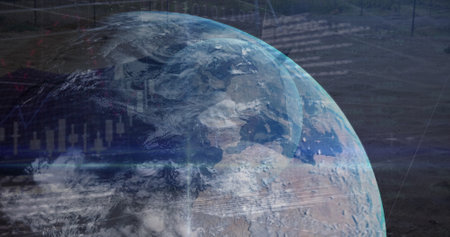 Image of globe over data processing. Global technology, business and digital interface concept...