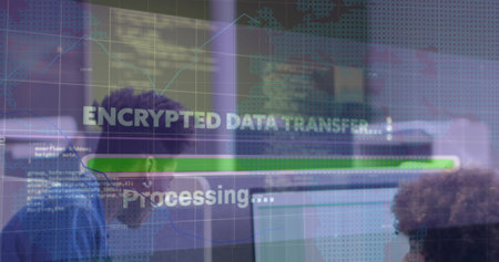 Image of financial data and graphs over airport. Fitness wellbeing and data processing concept digitally generated image.の写真素材