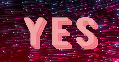 Image of yes text and shapes over black background. Social media and digital interface concept digitally generated image.の写真素材