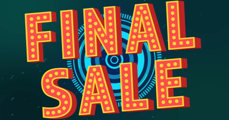 Image of final sale text over circles. Retail, shopping and digital interface concept digitally generated image.の写真素材