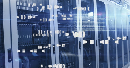 Image of data processing over computer servers. Global computing and data processing concept...