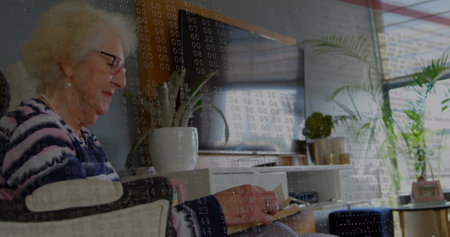 Image of flag of france over soldiers. Global connections digital interface and technology concept digitally generated image.の写真素材