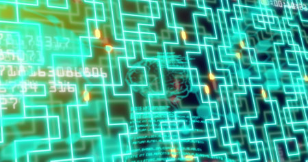 Image of data processing over network of connections. Global business and digital interface concept...