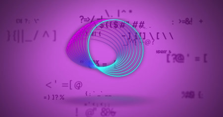 Image of circles over data processing. Global business and digital interface concept digitally generated image.の写真素材