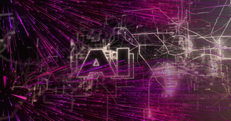 Image of ai text over shapes. Global business and digital interface concept digitally generated image.の写真素材