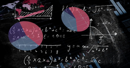 Image of data processing over black background. Global business and digital interface concept...