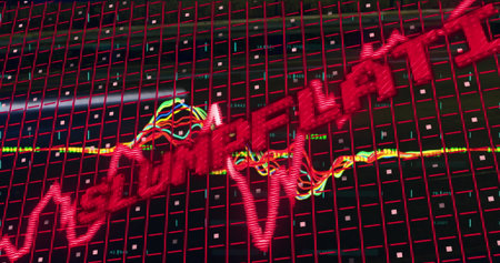 Displaying red diagonal ASIAN PHARMA overlaying trading dashboard, with multicolored chart lines. Financial, analytics, technology, investment, market, data, corporateの写真素材