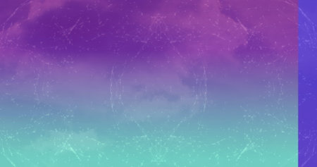 Displaying symmetrical digital mesh flowing over gradient backdrop, with magenta and blue bars....