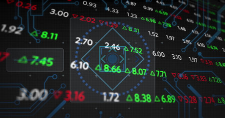 Displaying nested diamonds in dotted circle with floating values and arrows in trading dashboard....