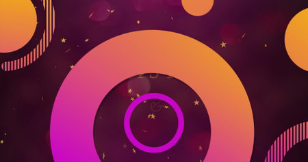 Pulsating gradient ring hovering over canvas, with magenta ring outlines and glowing star specks....