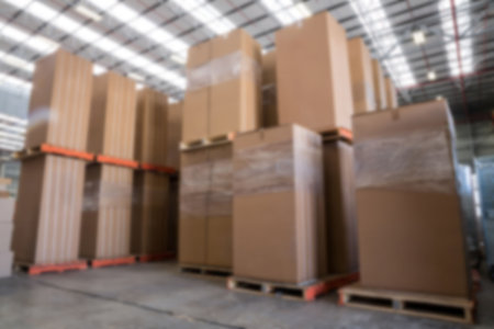 Stack of cardboard boxes in inventoryの写真素材