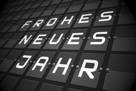 New year message on black roller board in germanの写真素材