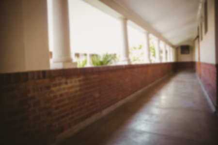 Empty corridor in university buildingの写真素材