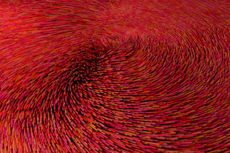 High angle view of red fiber optic