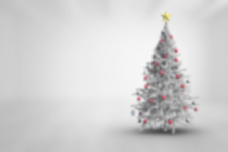 Blurry christmas tree in roomの写真素材