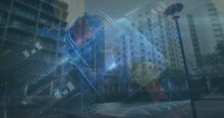 Floating holographic capsule projecting analytics above canal walkway, with ANALYSIS COMPLETE text....