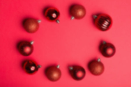 Christmas baubles in a circleの写真素材