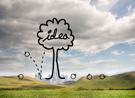 Idea tree graphic over landscapeの写真素材