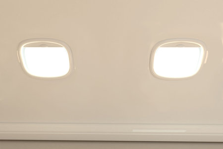 Sky seen through windows of airplane