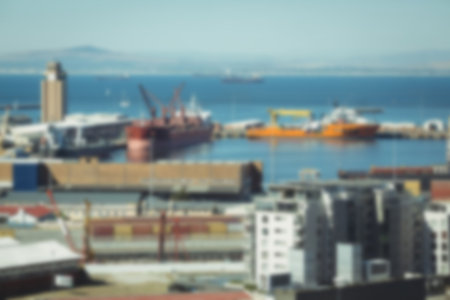 Blurry view of cityscape during summerの写真素材